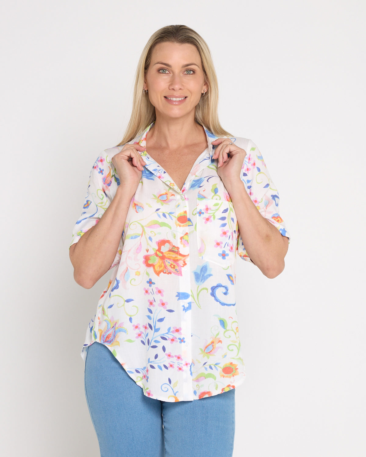Molly Shirt - White Floral