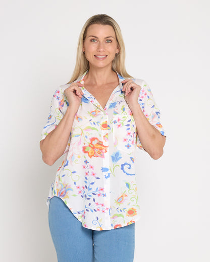 Molly Shirt - White Floral