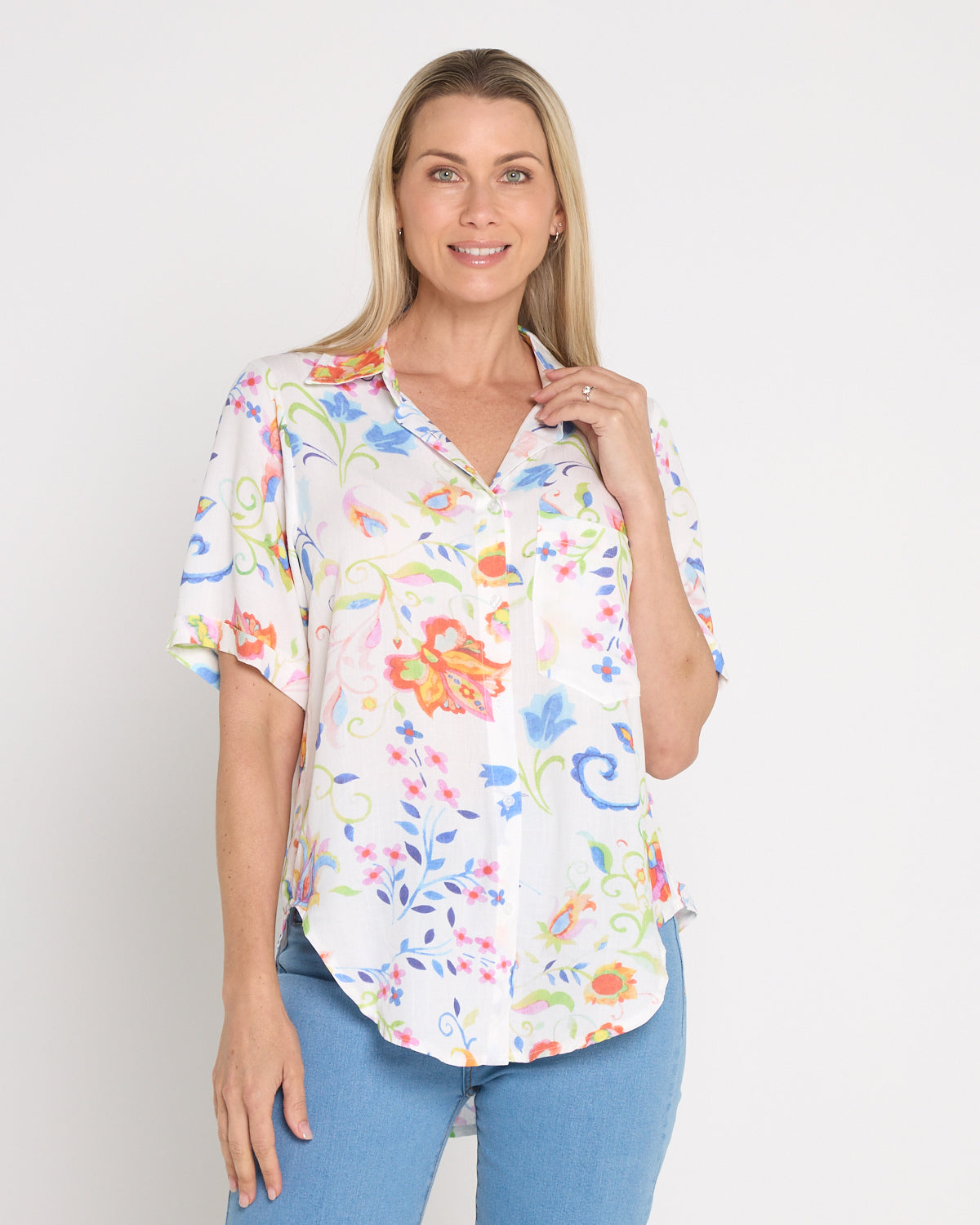 Molly Shirt - White Floral