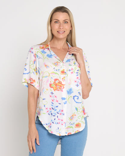 Molly Shirt - White Floral