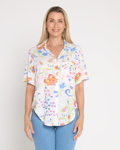 Molly Shirt - White Floral