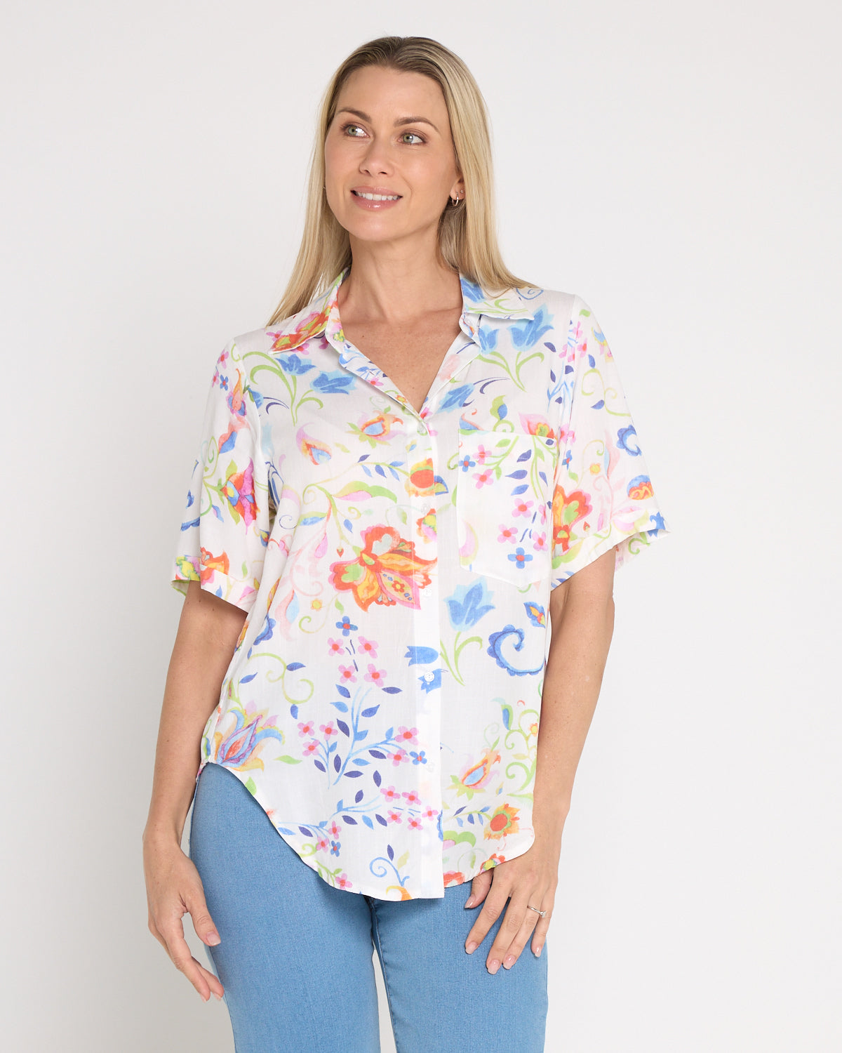 Molly Shirt - White Floral