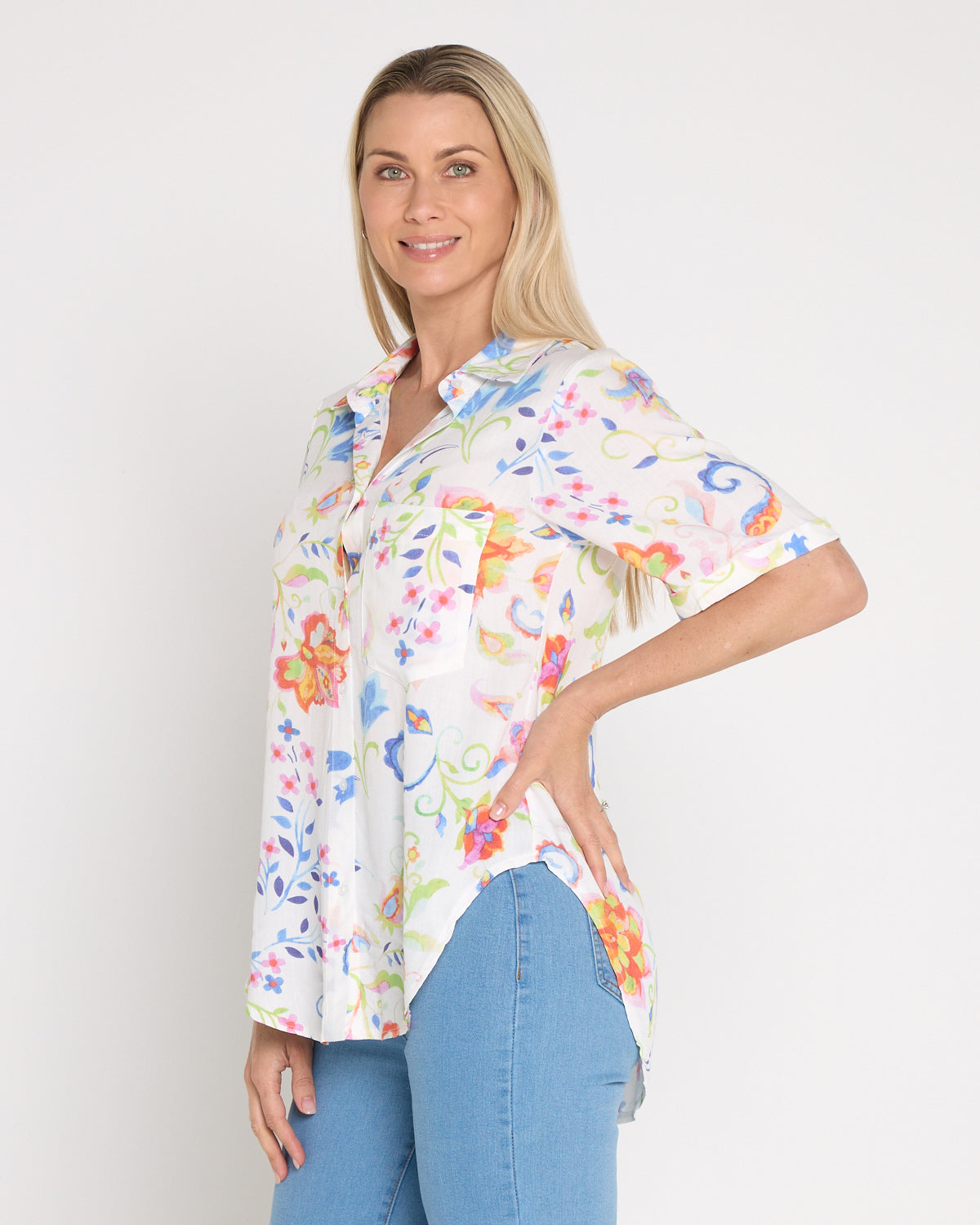 Molly Shirt - White Floral