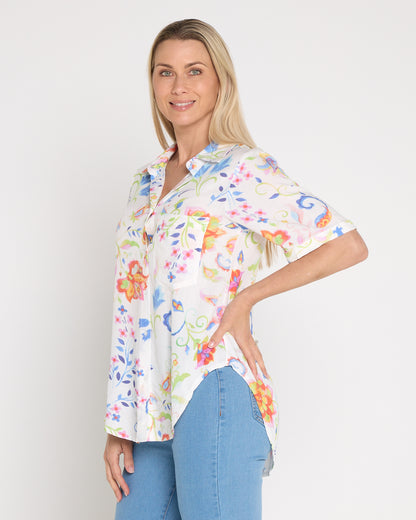 Molly Shirt - White Floral