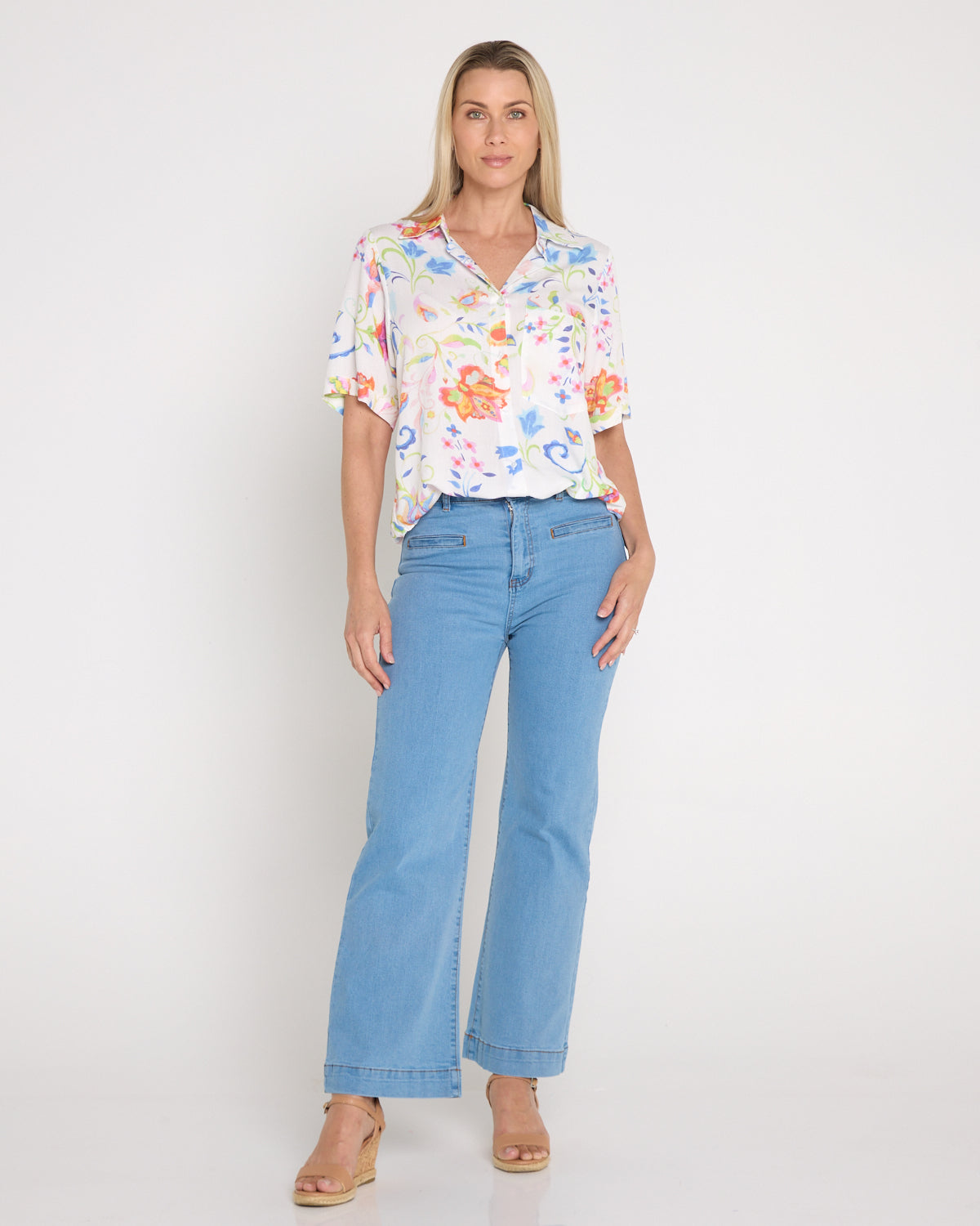 Molly Shirt - White Floral