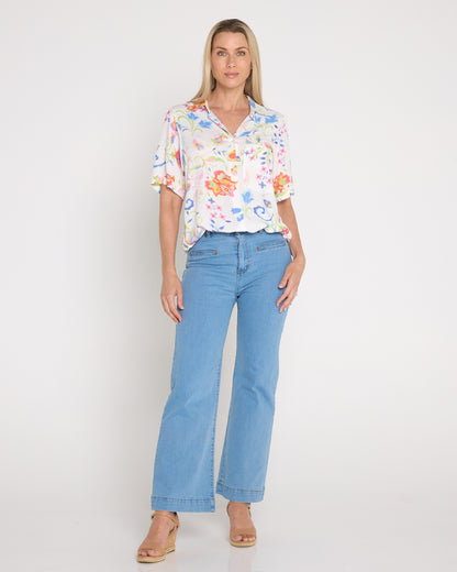 Molly Shirt - White Floral