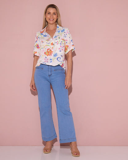 Molly Shirt - White Floral