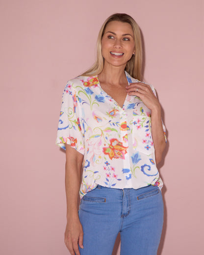 Molly Shirt - White Floral