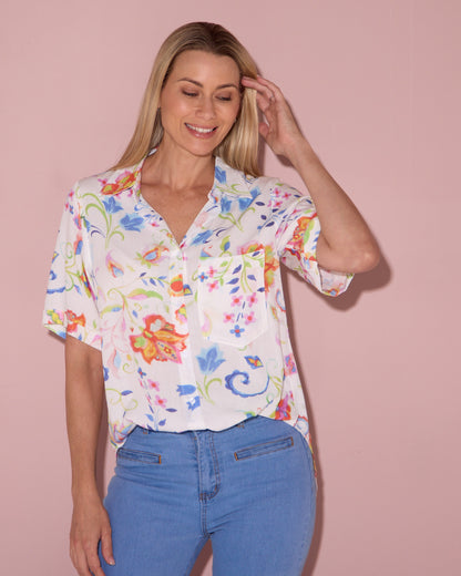 Molly Shirt - White Floral
