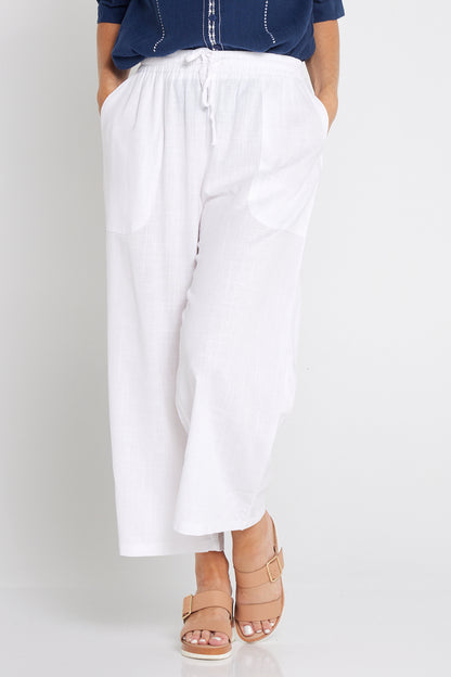 Aiko Linen Pants - White Linen