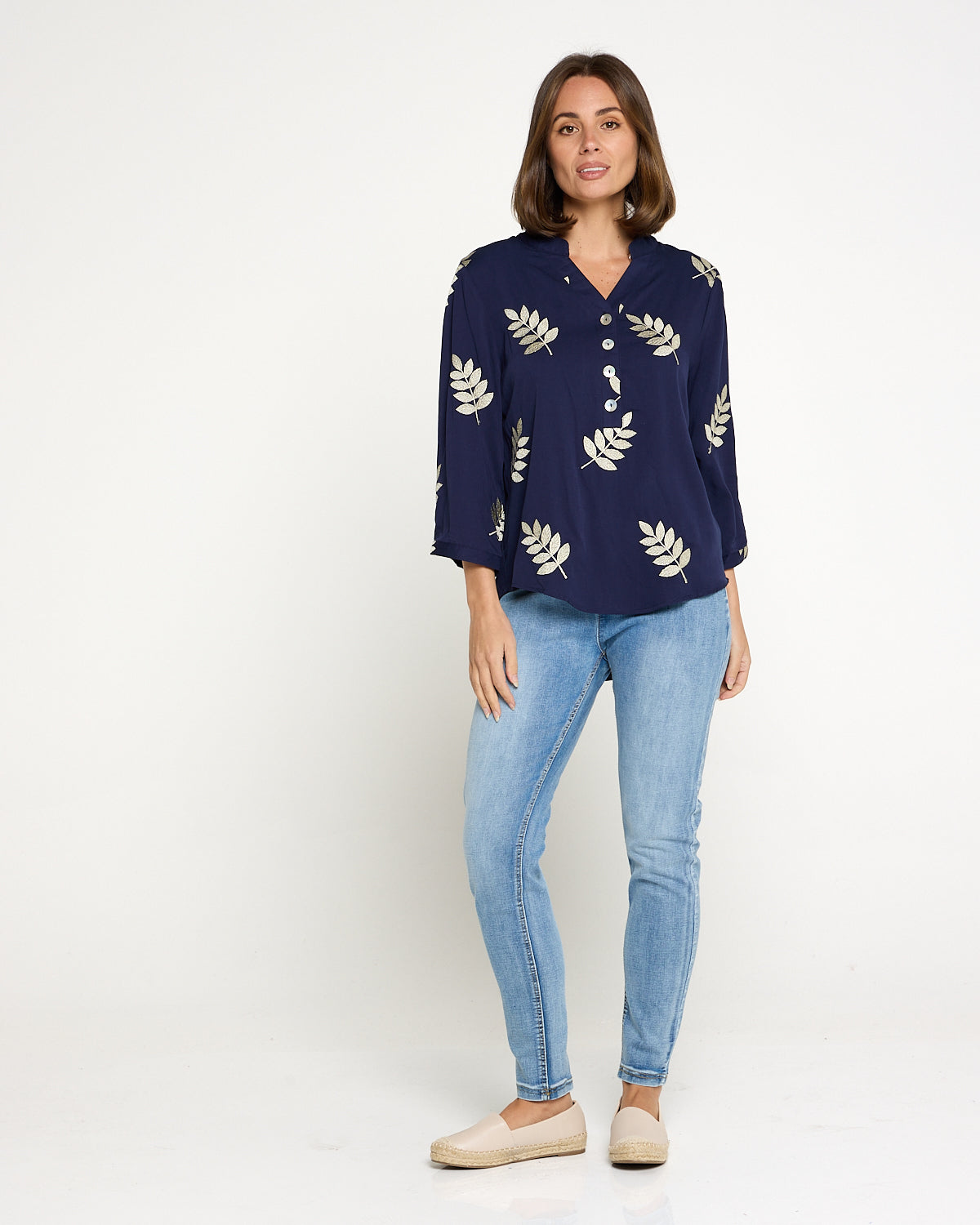 Marlie Top - Gold Leaf Navy
