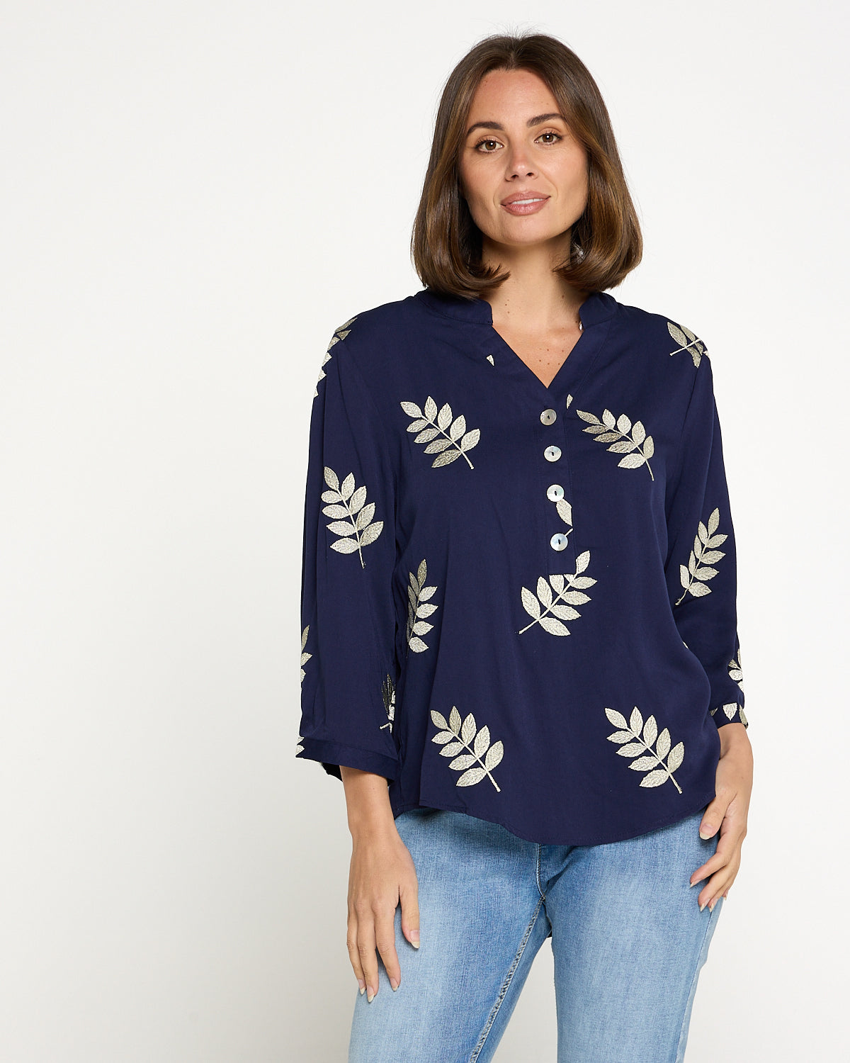 Marlie Top - Gold Leaf Navy