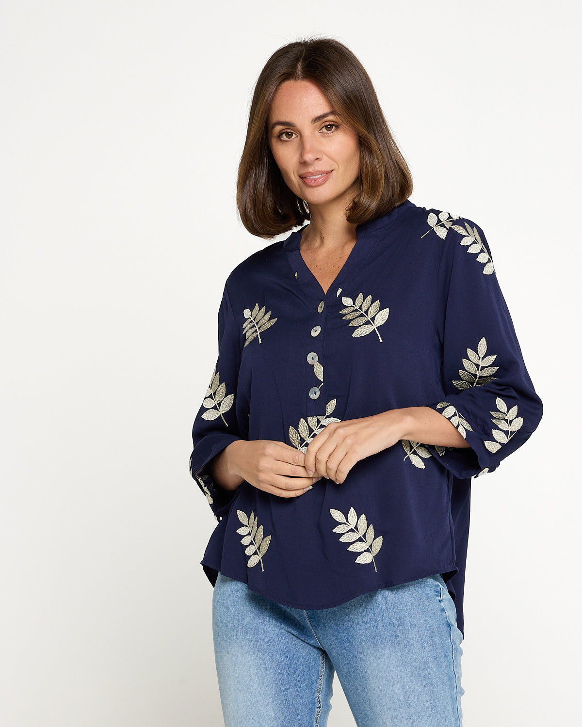 Marlie Top - Gold Leaf Navy