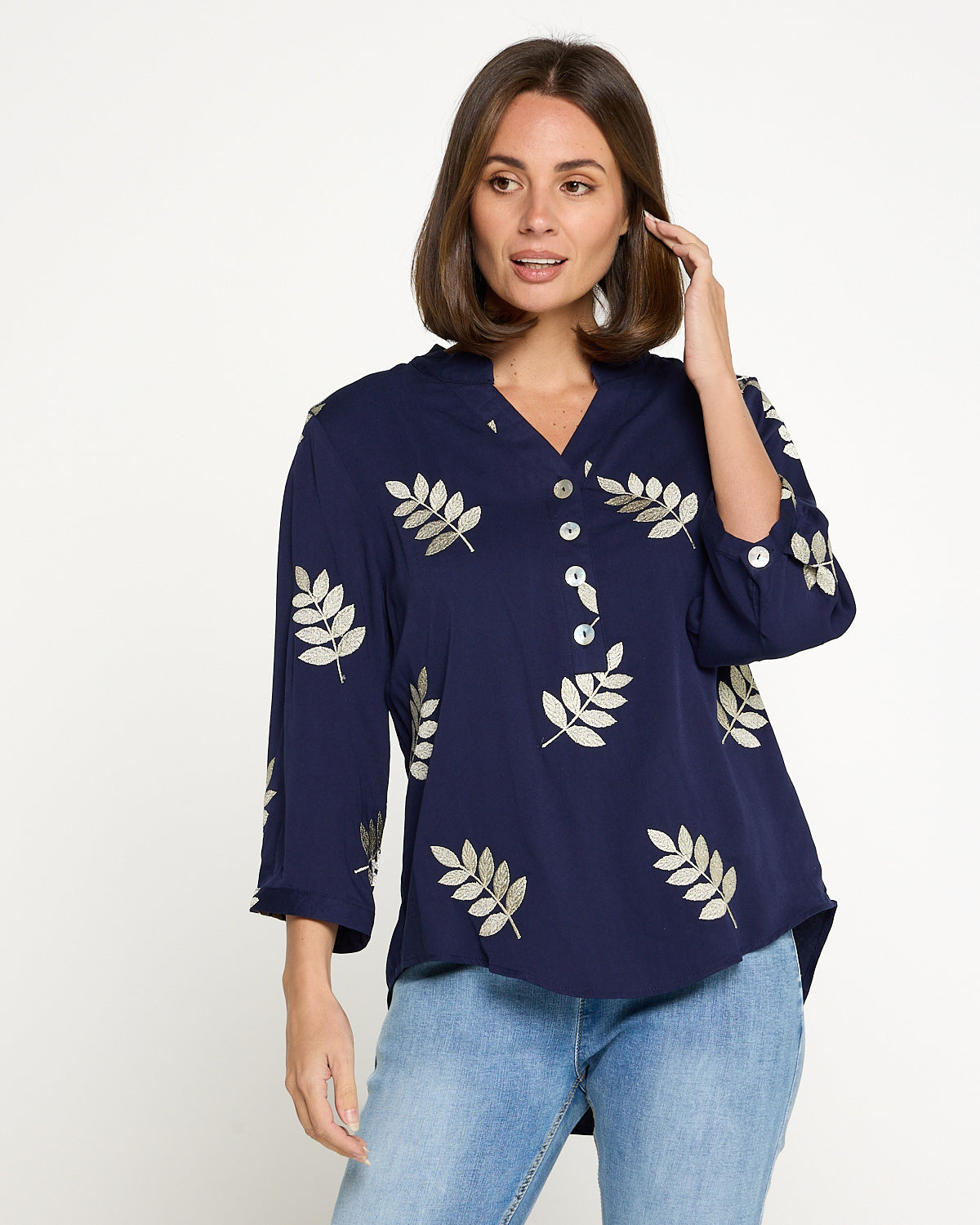 Marlie Top - Gold Leaf Navy