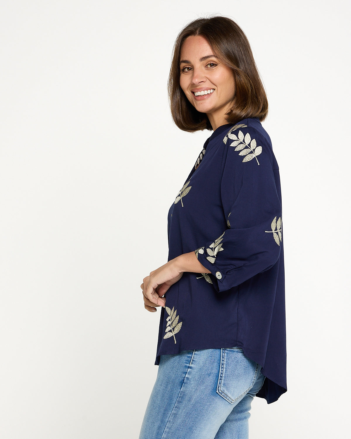 Marlie Top - Gold Leaf Navy