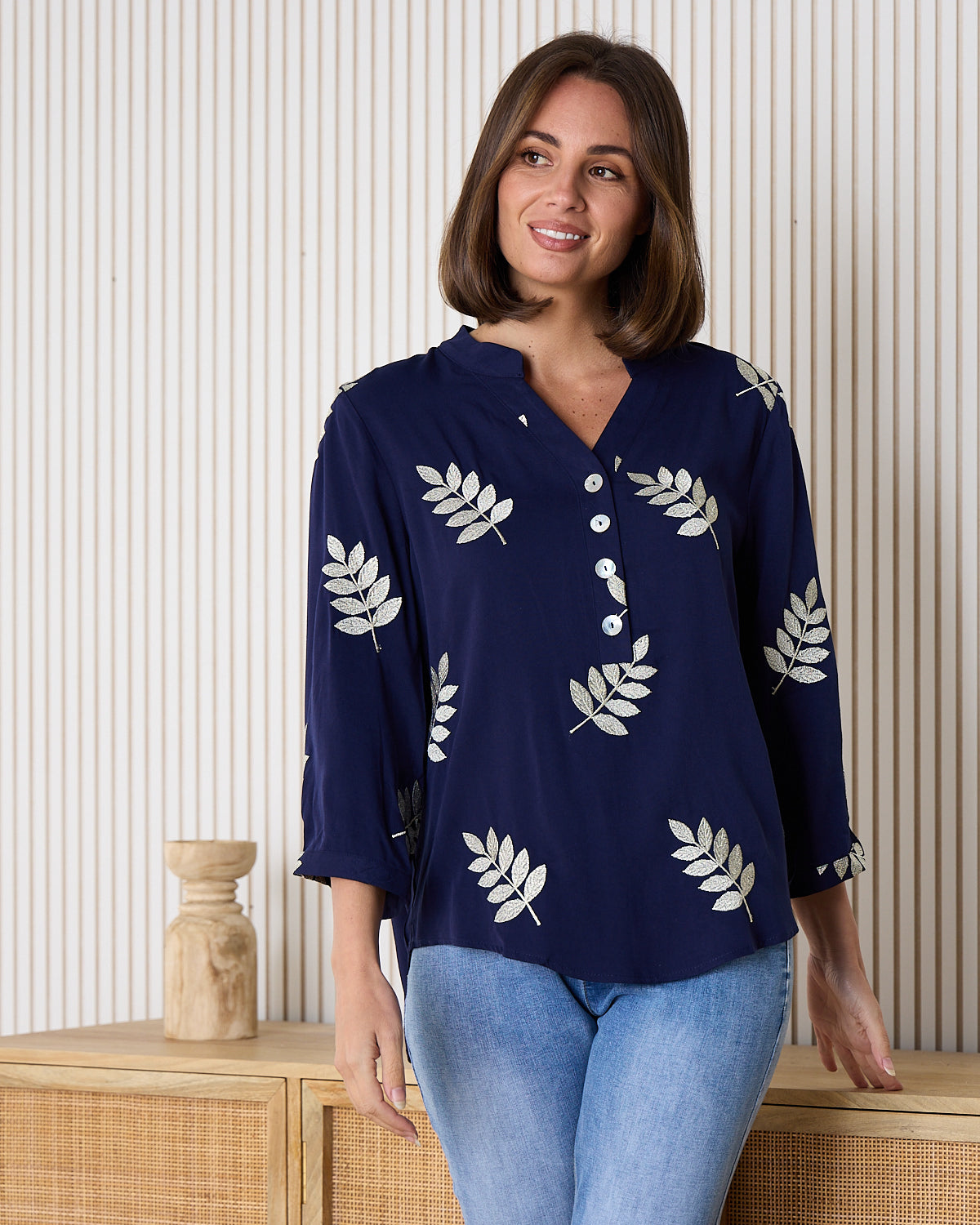 Marlie Top - Gold Leaf Navy