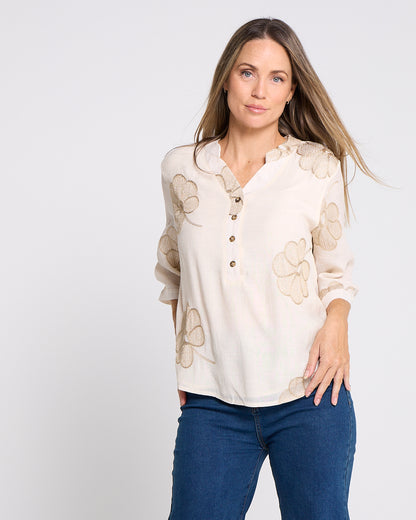 Marli Top - Cream/Gold Petal