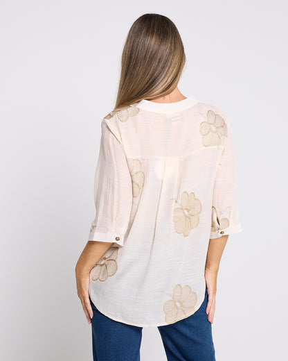 Marli Top - Cream/Gold Petal