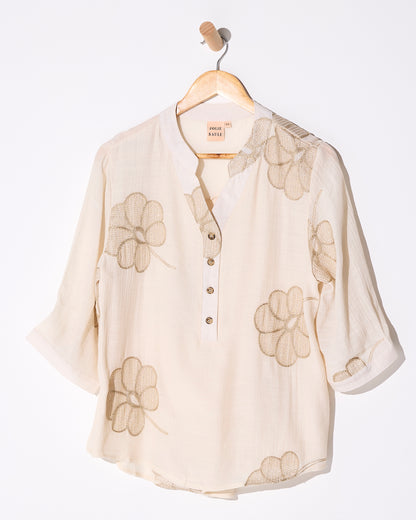 Marli Top - Cream/Gold Petal