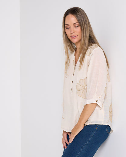 Marli Top - Cream/Gold Petal