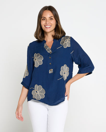 Marli Top - Indigo Petal