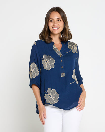 Marli Top - Indigo Petal