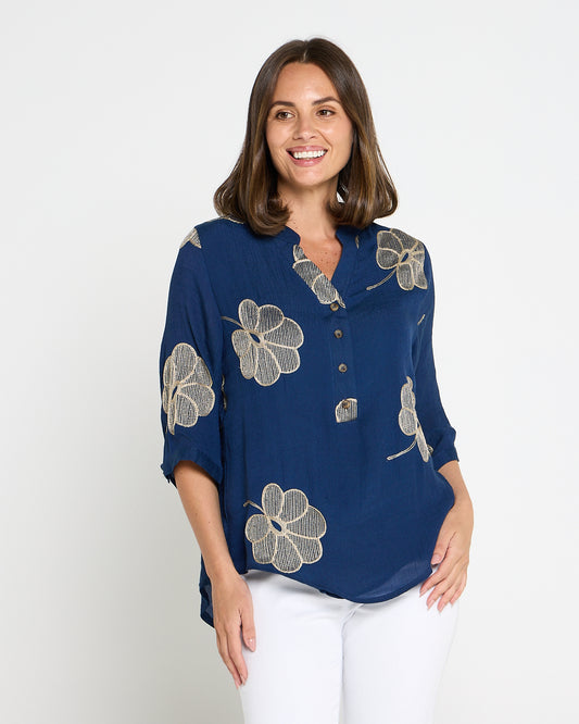 Marli Top - Indigo Petal