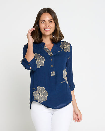 Marli Top - Indigo Petal