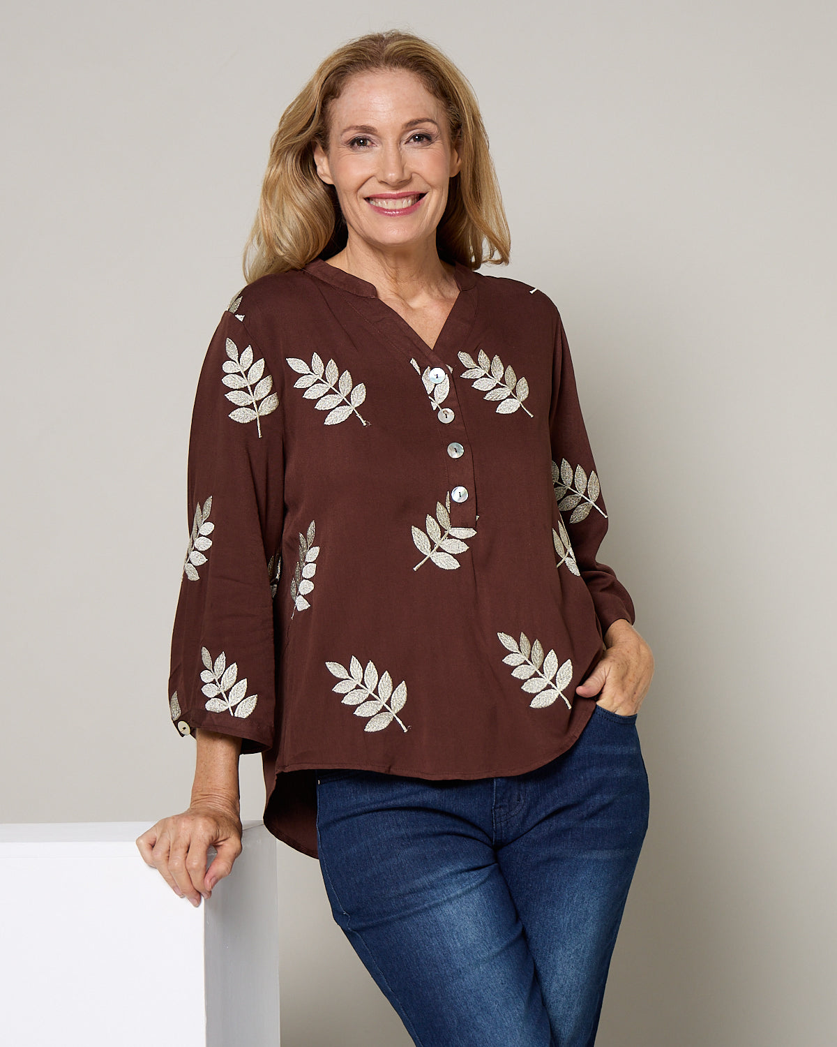 Marli Top - Gold Leaf Chocolate