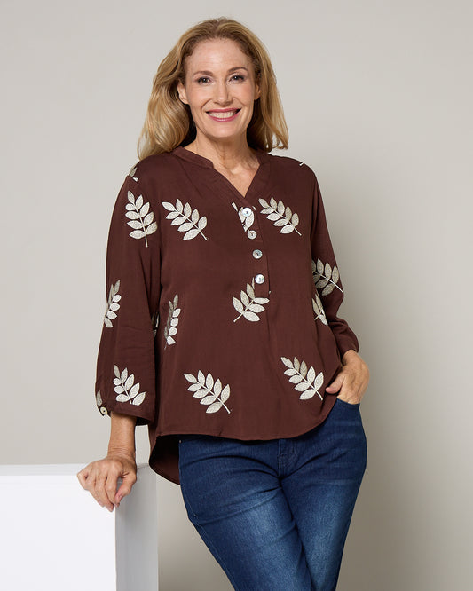 Marli Top - Gold Leaf Chocolate