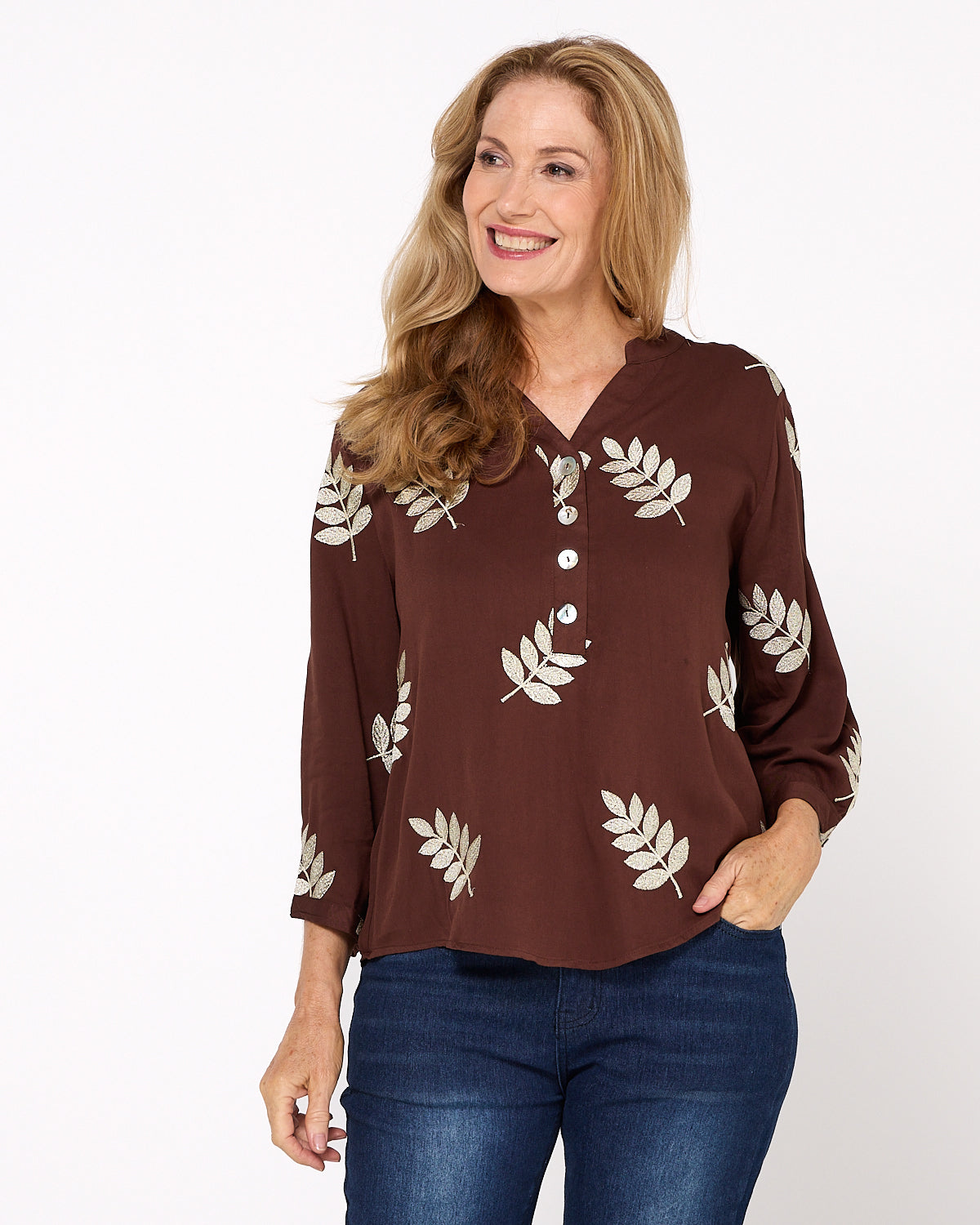 Marli Top - Gold Leaf Chocolate