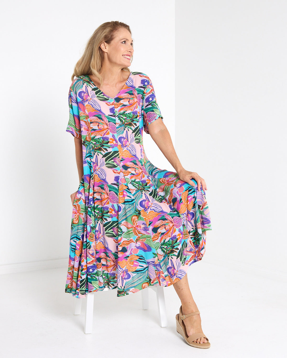 Mileka Cotton Midi Dress - Orchid