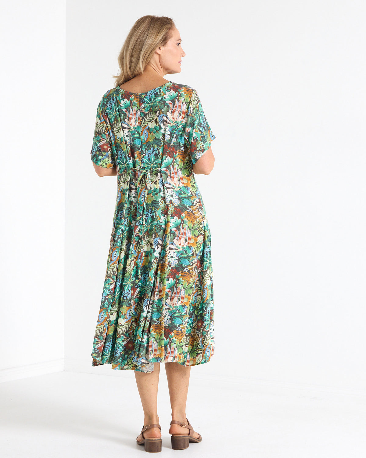 Mileka Midi Dress - Midnight Jungle