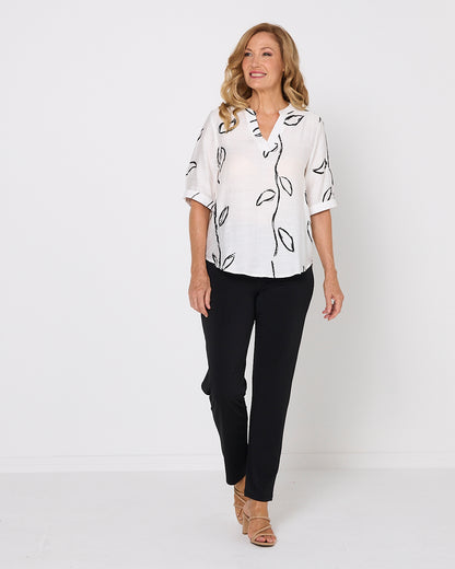 Monroe Top - Ivory/Black Vine