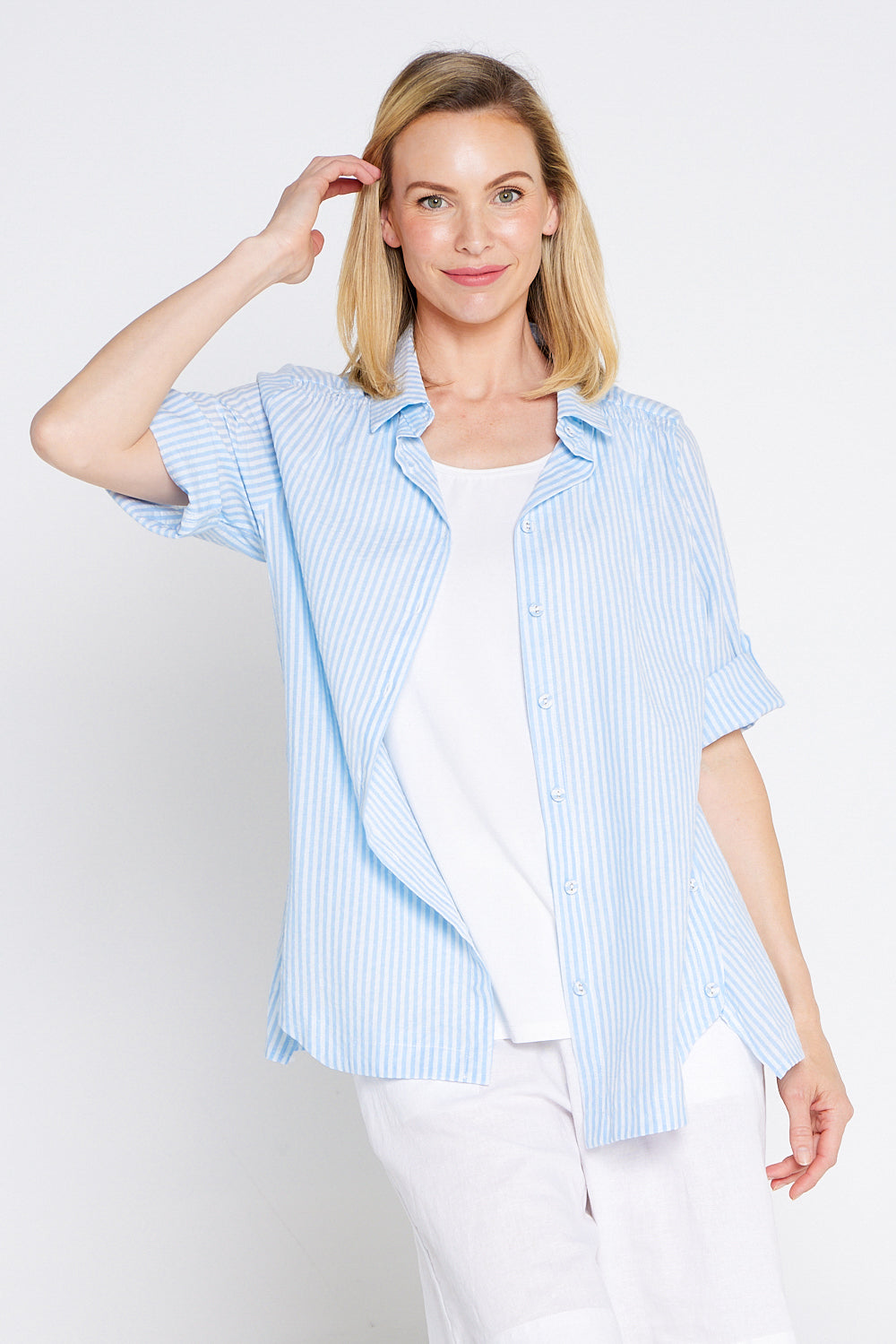 Linderman Cotton Shirt - Blue Stripe