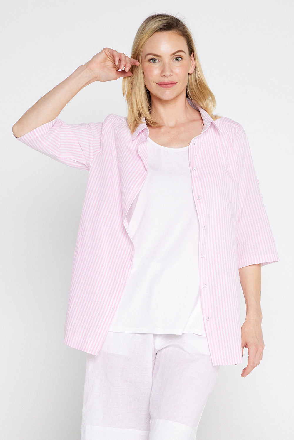 Linderman Cotton Shirt - Pink Stripe