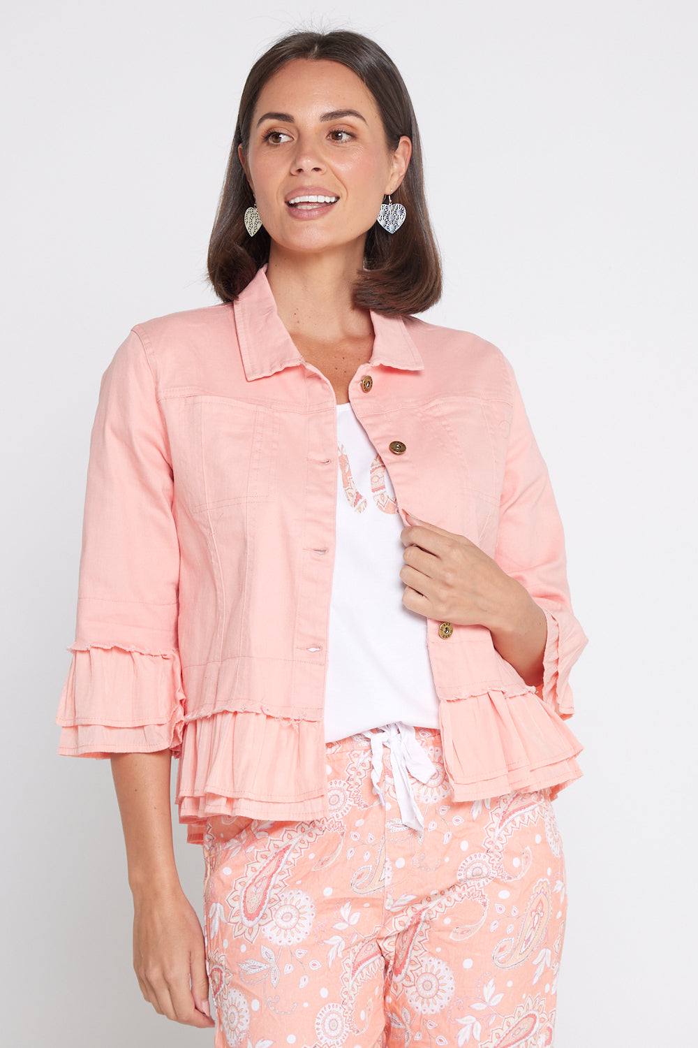 Peach denim jacket womens discount