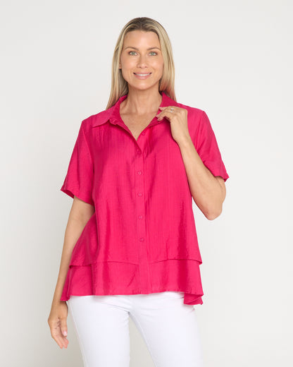 Tabitha Layered Shirt - Hot Pink