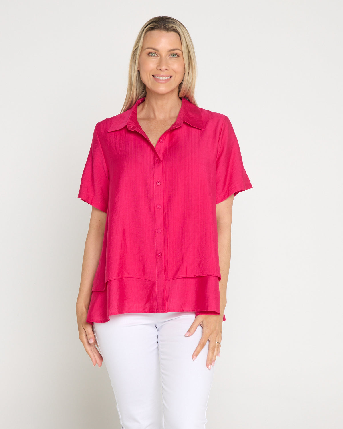 Tabitha Layered Shirt - Hot Pink