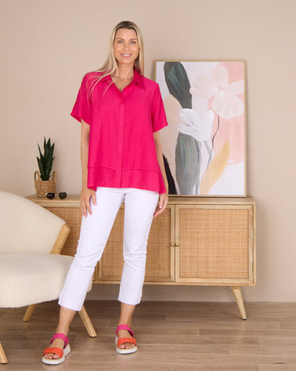Tabitha Layered Shirt - Hot Pink