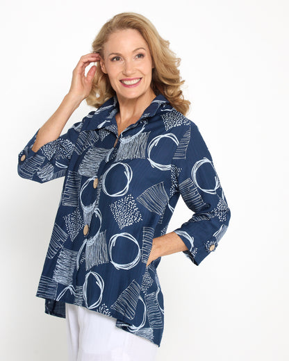 Maria Shirt - Navy Blue Sketch