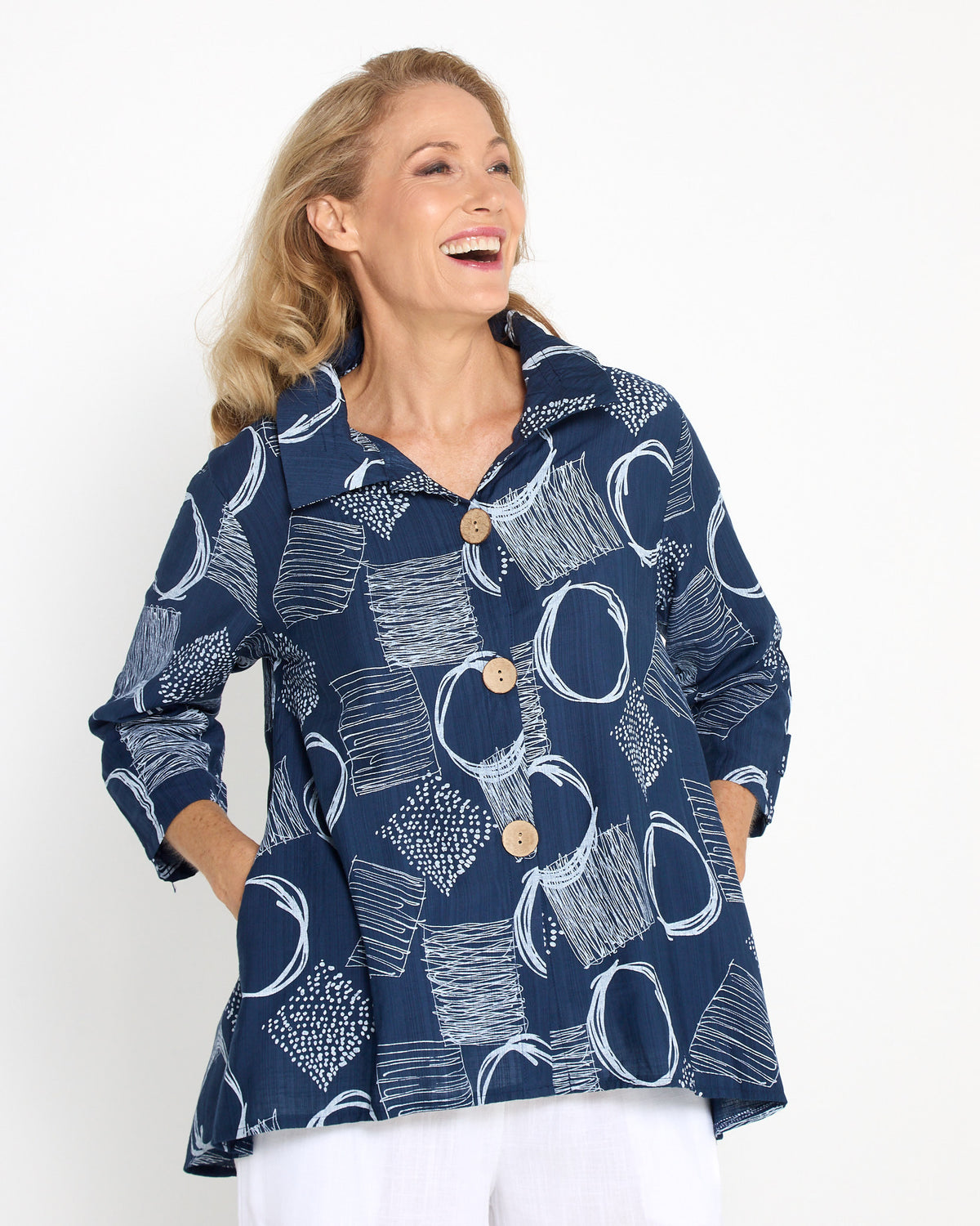 Maria Shirt - Navy Blue Sketch