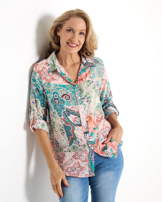 Seraphina Blouse - Azure Paisley