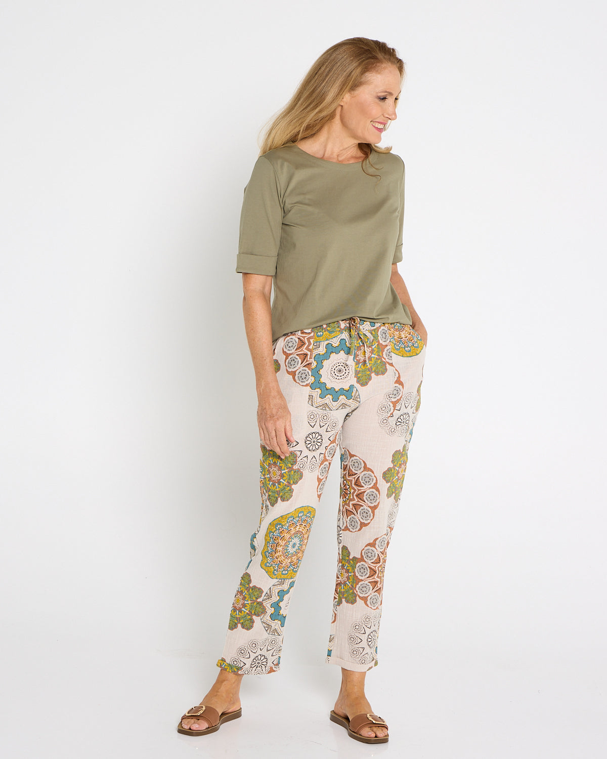 Mojave Linen Pants - Desert Sand Blooms