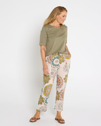 Mojave Linen Pants - Desert Sand Blooms