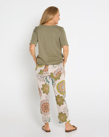 Mojave Linen Pants - Desert Sand Blooms