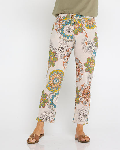 Mojave Linen Pants - Desert Sand Blooms