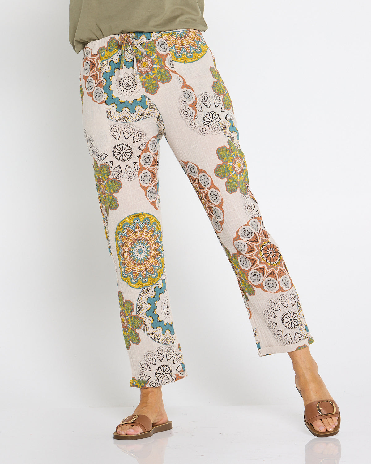 Mojave Linen Pants - Desert Sand Blooms