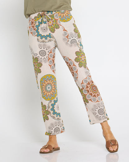 Mojave Linen Pants - Desert Sand Blooms
