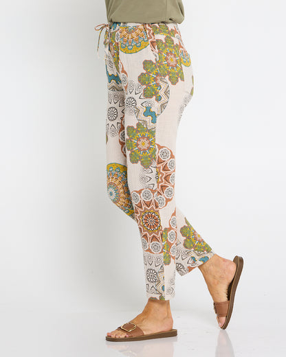 Mojave Linen Pants - Desert Sand Blooms